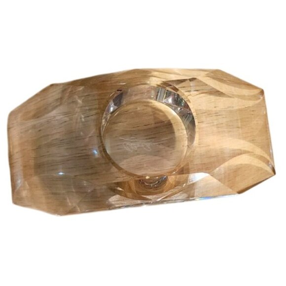 Vintage Crystal Vase & Candle Holder Signed Strubach & Oleg Cassini Pinstriped 5 - Picture 2 of 16